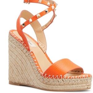 Valentino Garavani Orange Espadrille Wedges